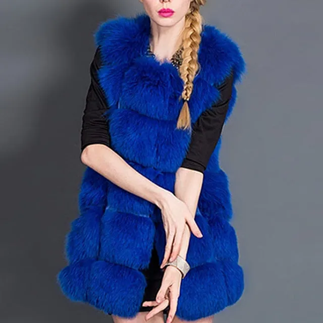 MCCKLE High quality Fur Vest coat Luxury Faux Fox Warm Women Coat Vests Winter Fashion furs Women's Coats Jacket Gilet Veste 4XL