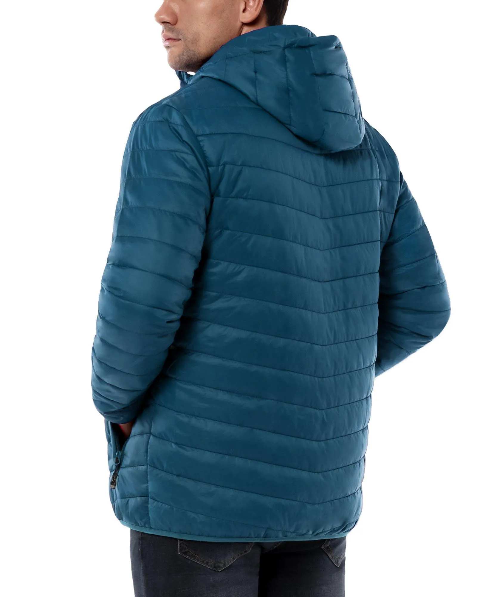 Men's 1.28lb Packable Insulated Jacket with Hood and 3 Pockets