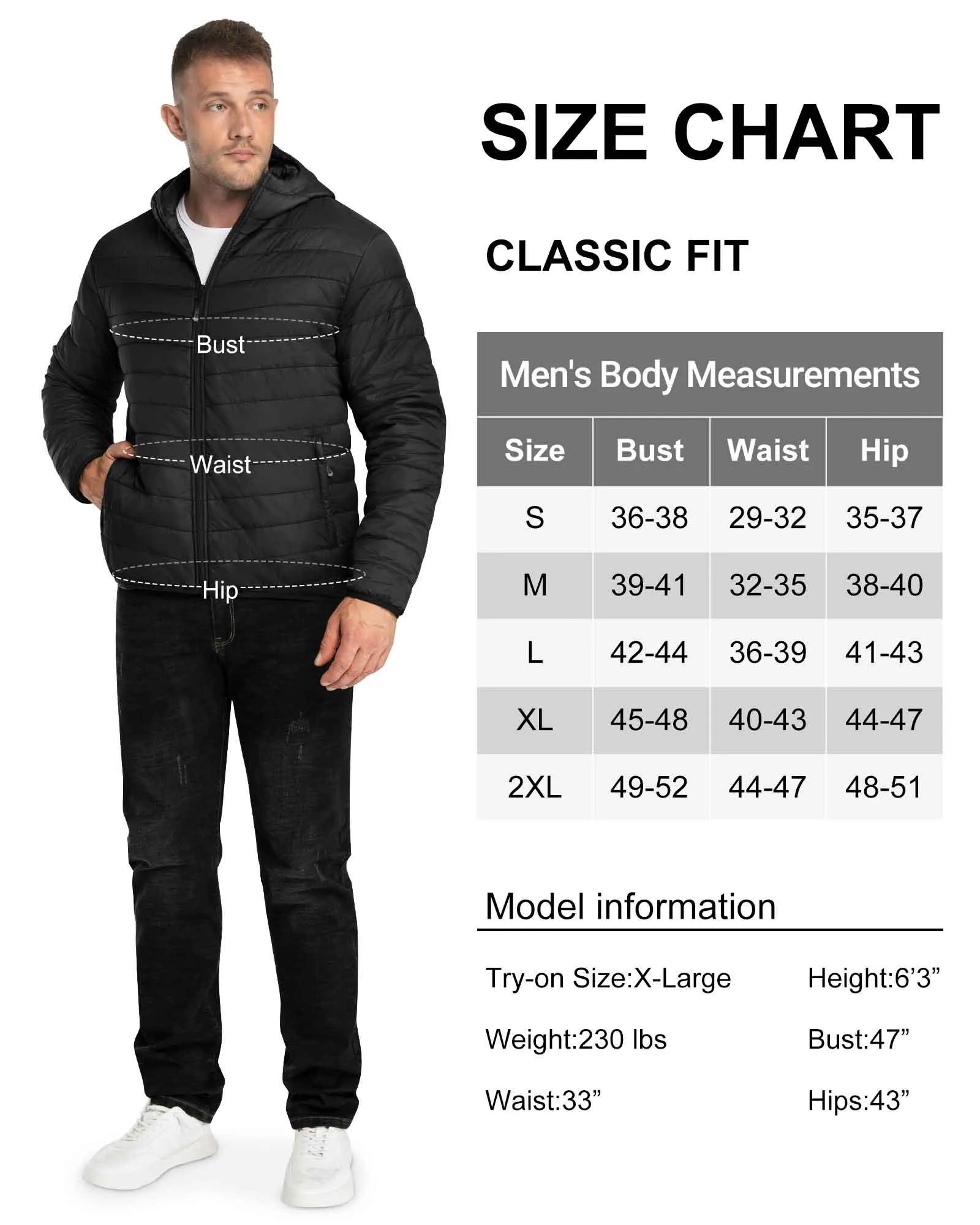 Men's 1.28lb Packable Insulated Jacket with Hood and 3 Pockets