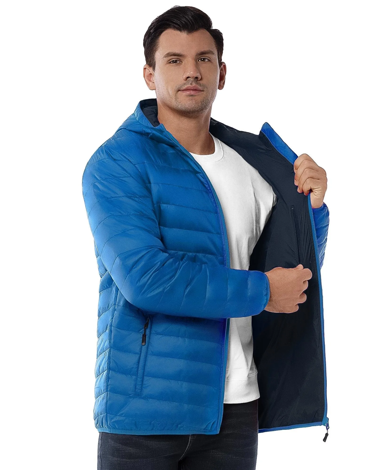 Men's 1.28lb Packable Insulated Jacket with Hood and 3 Pockets