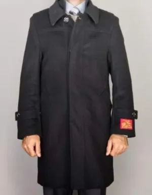 Mens Overcoat - Topcoat For Men - Winter Fabric - Men's 1930s cashmere wool blend black Overcoat