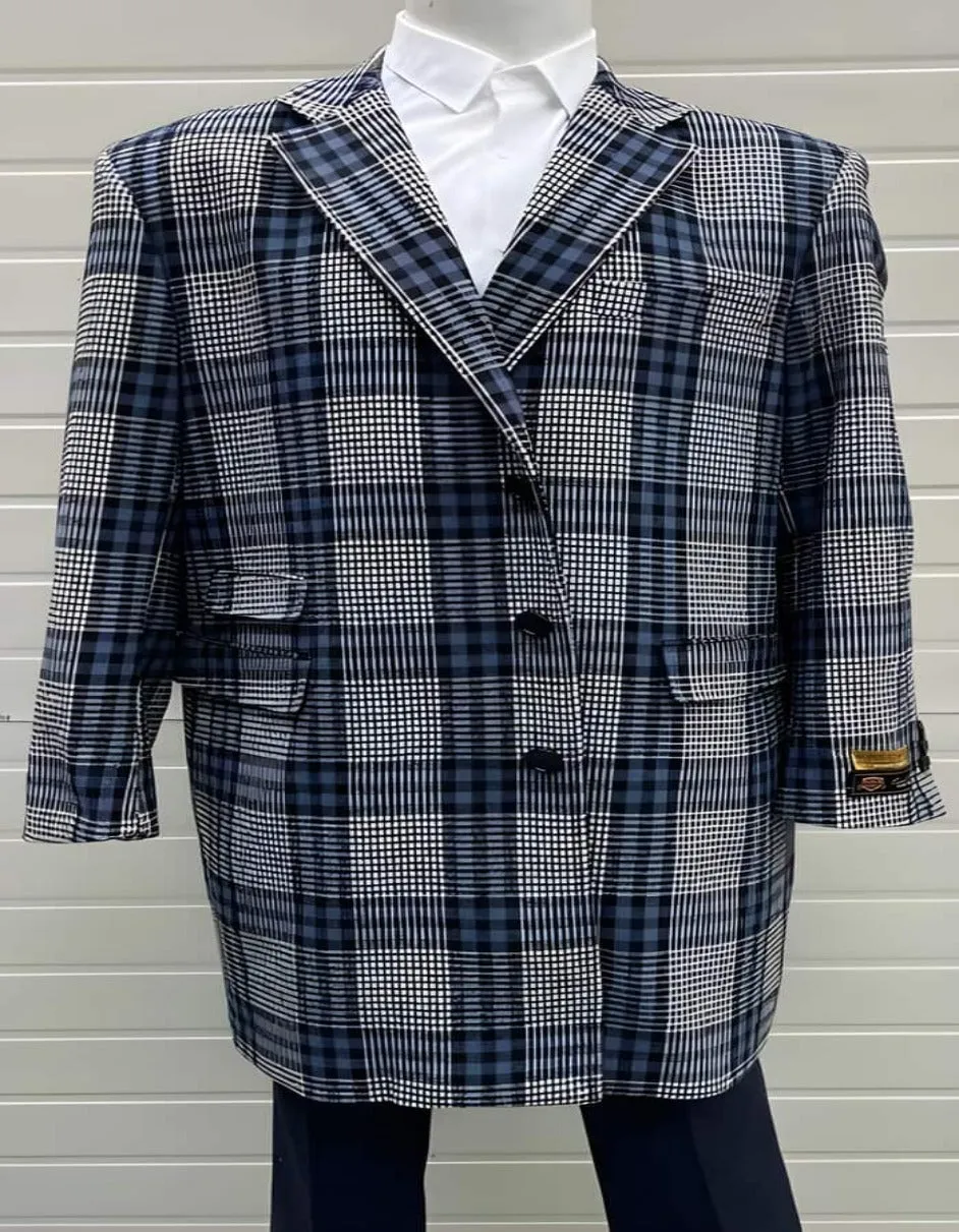 Mens Plaid Overcoat - Plaid Wool Topcoats - Gray  Plaid Carcoat