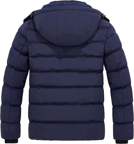 Men's Winter Warm Jacket Lightweight Outdoor Jacket Thicken Cotton Coat Hooded Puffer