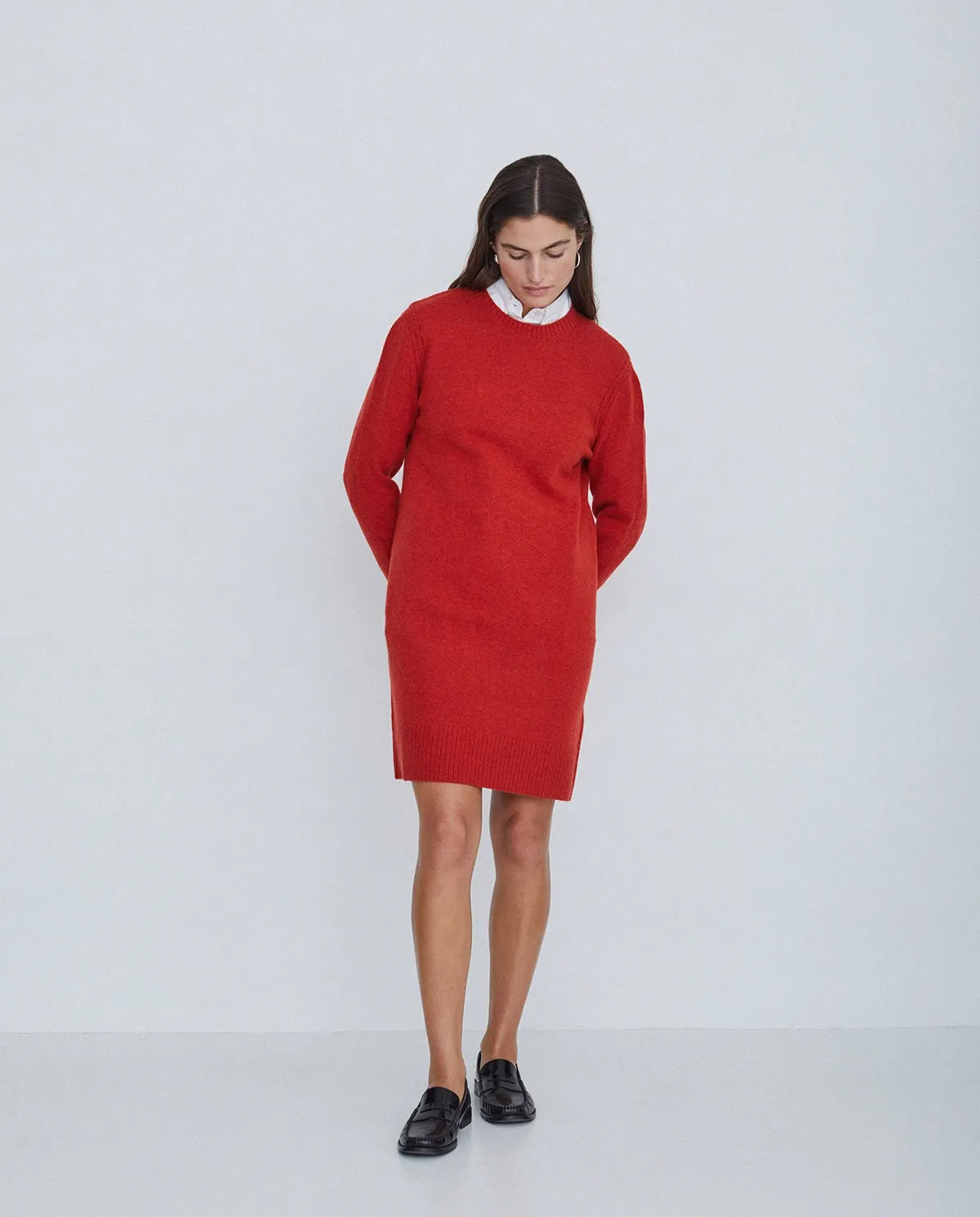 Midi wool Dress in red by YERSE