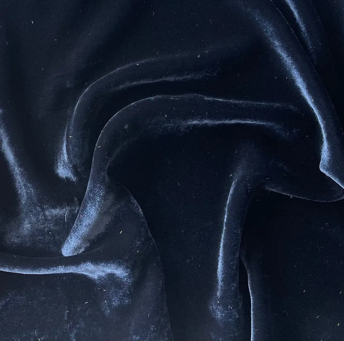 Midnight Navy Silk & Rayon Blend Velvet (Made in China)