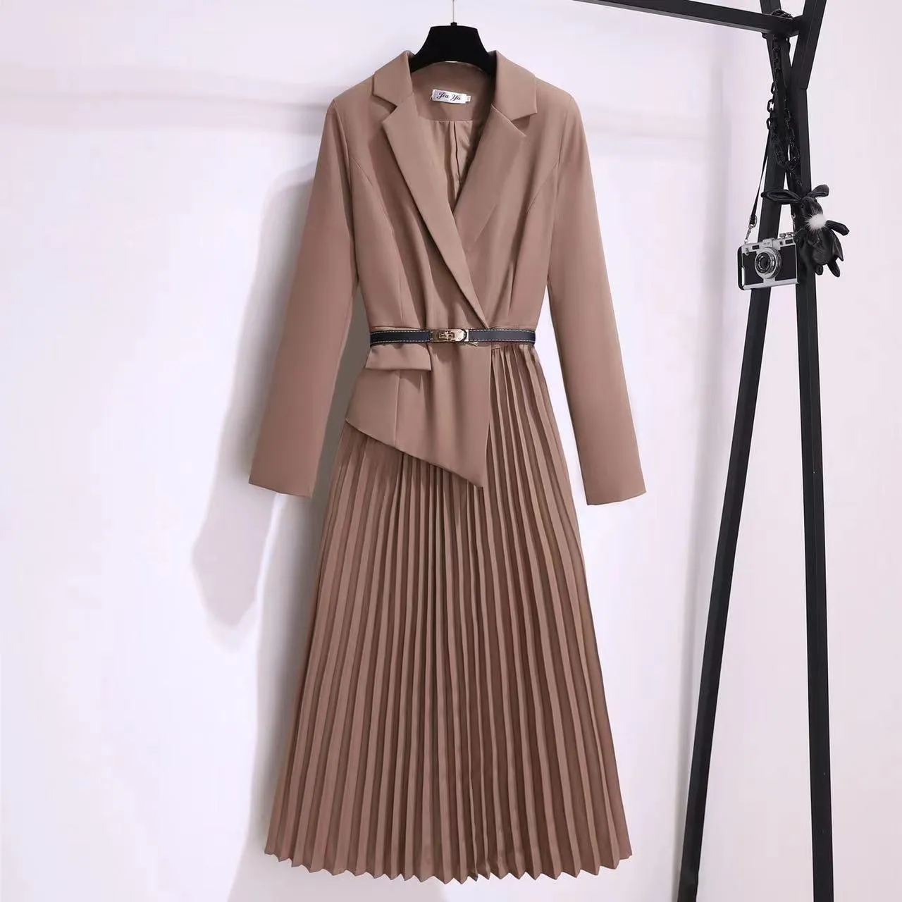 Nova Elegant Pleated Blazer Dress