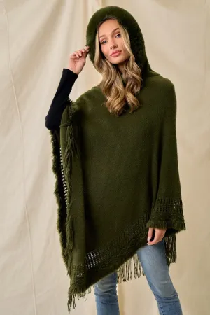 Oversized Knit Sweater Poncho Hooded