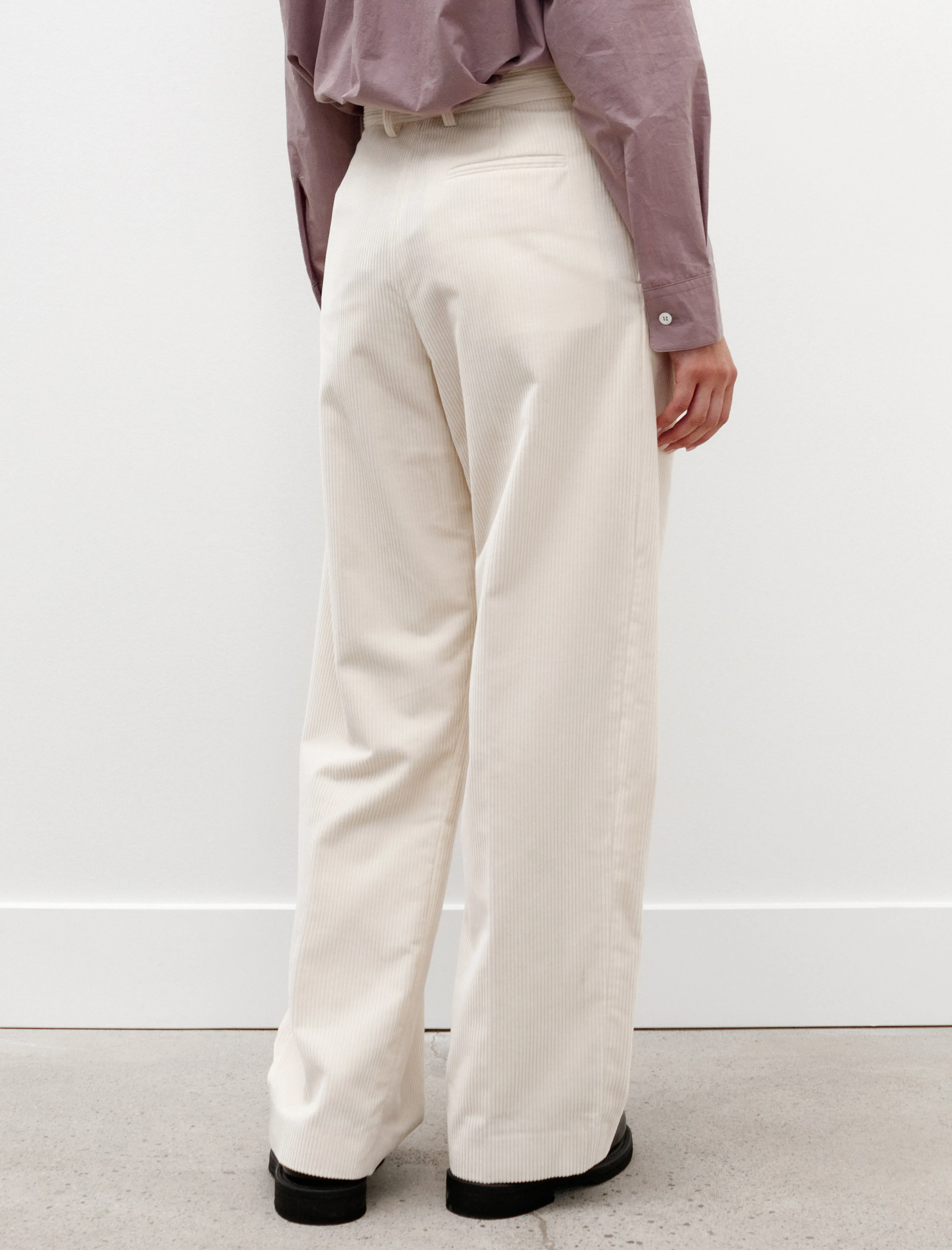 Pleated Trousers Corduroy White