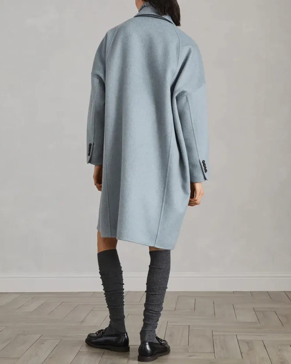 Powder Blue Cashmere Double Breasted Overcoat