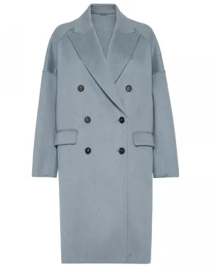 Powder Blue Cashmere Double Breasted Overcoat