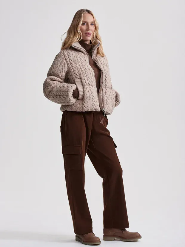 Reggie Cable Knit Puffer - Light Taupe