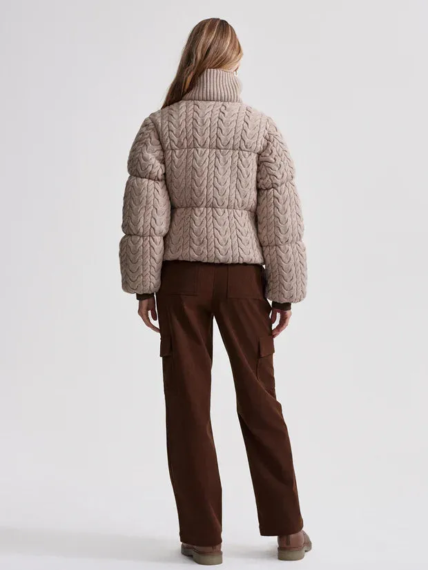 Reggie Cable Knit Puffer - Light Taupe