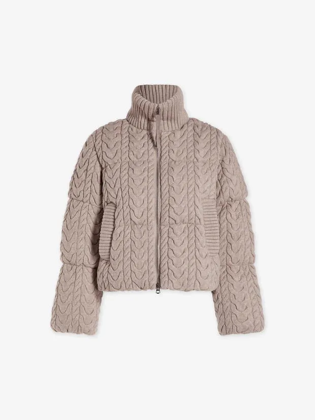 Reggie Cable Knit Puffer - Light Taupe