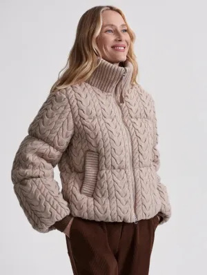 Reggie Cable Knit Puffer - Light Taupe