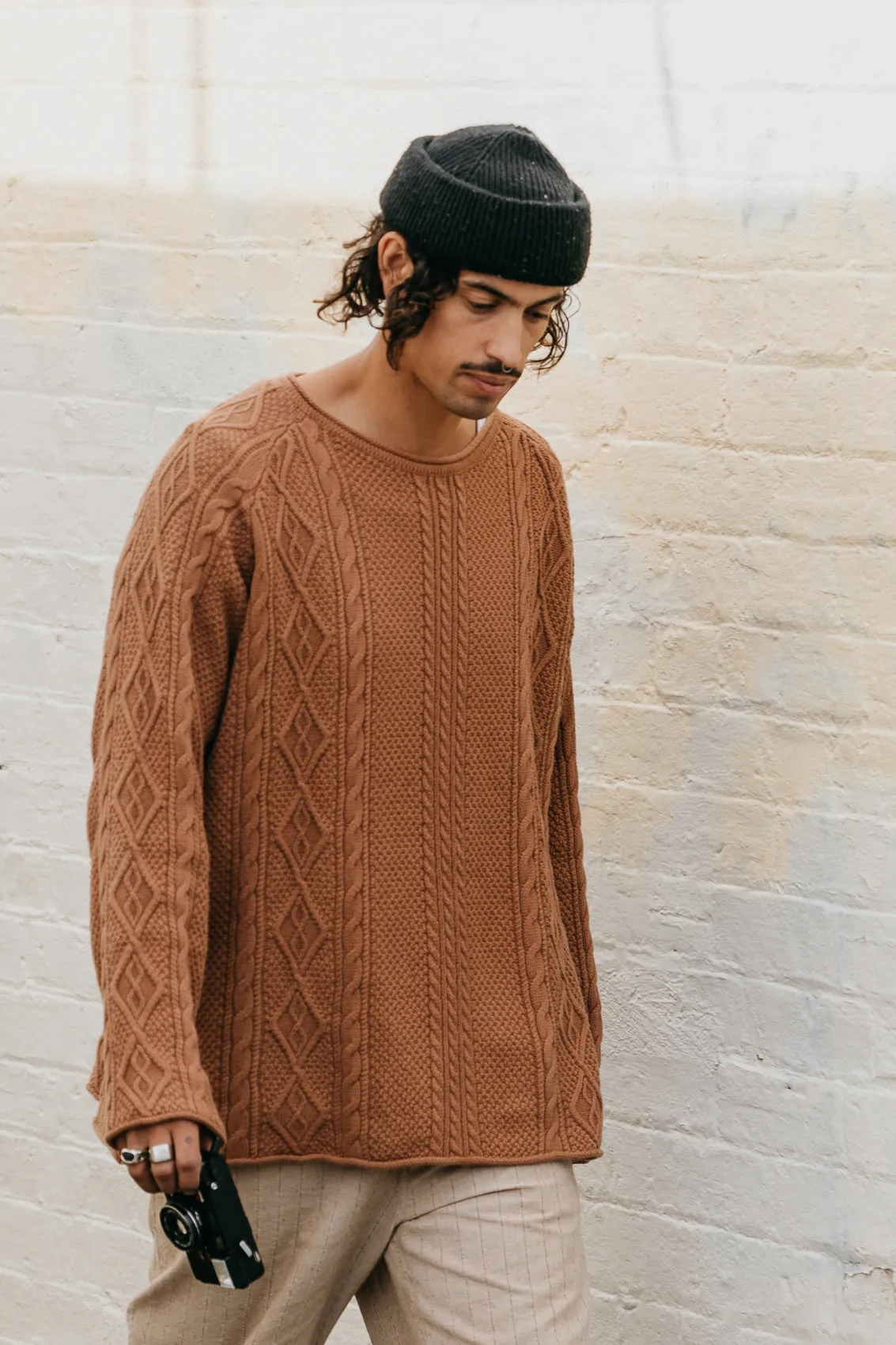 Rory Cable Knit Sweater - Brown