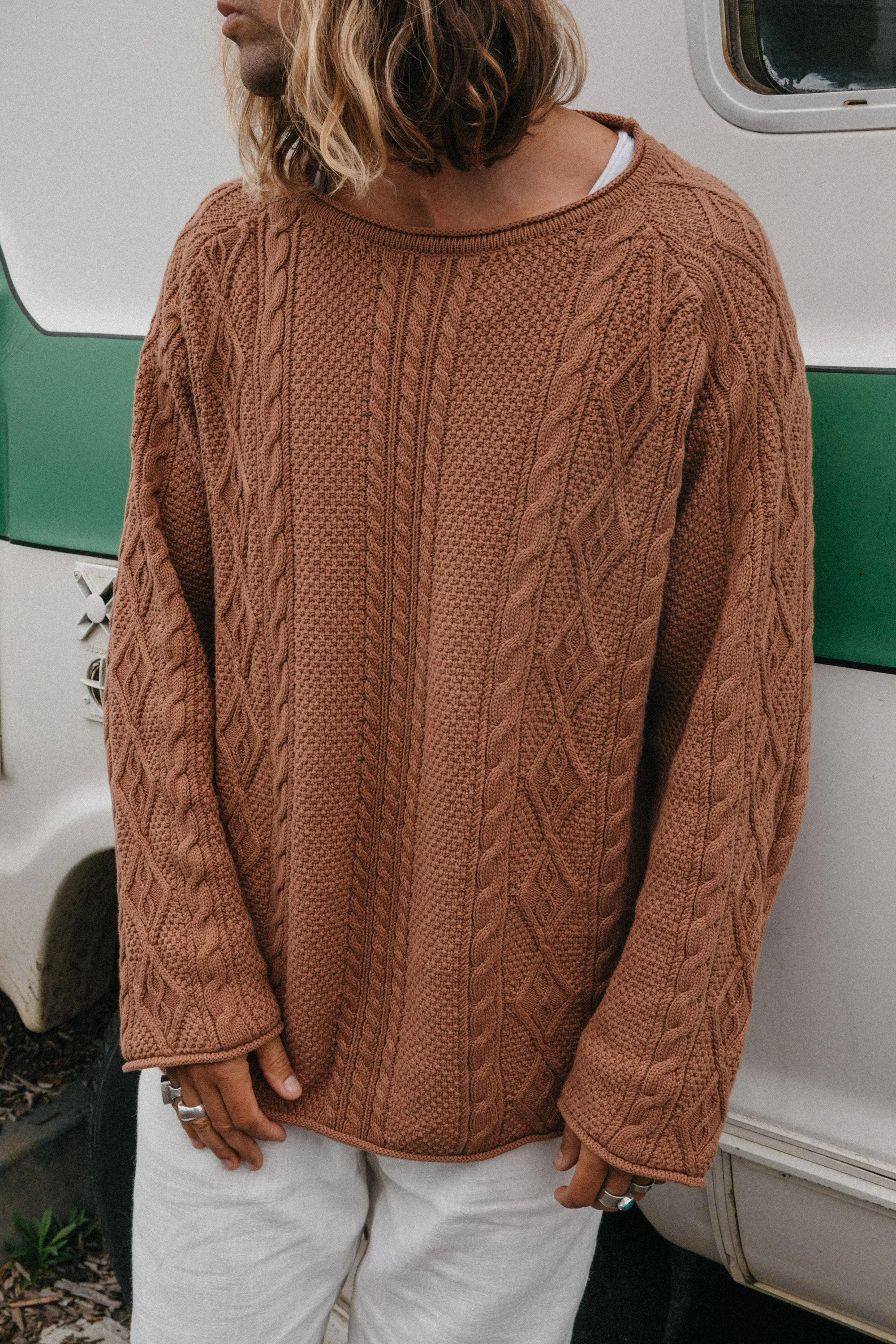 Rory Cable Knit Sweater - Brown