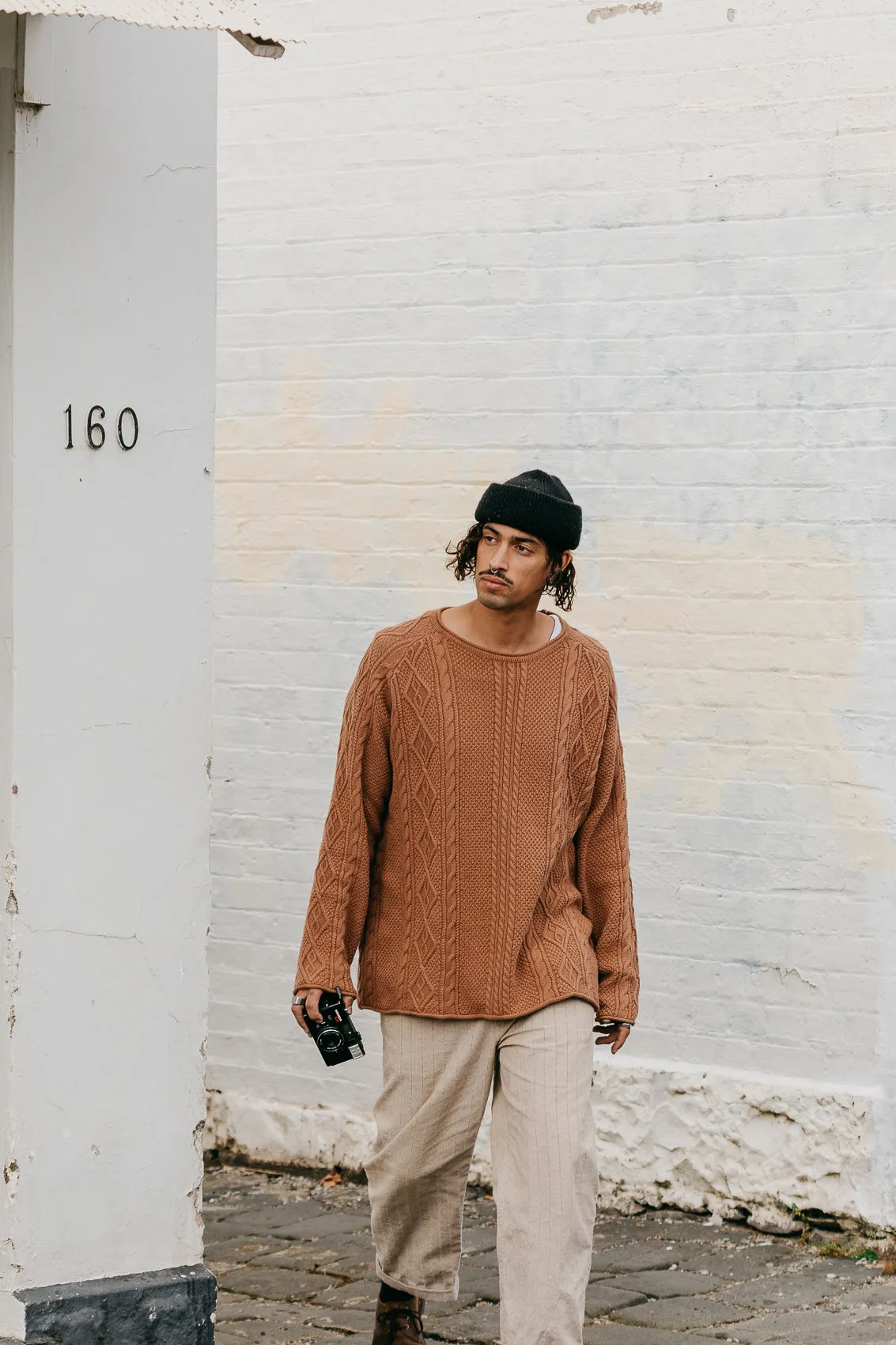 Rory Cable Knit Sweater - Brown