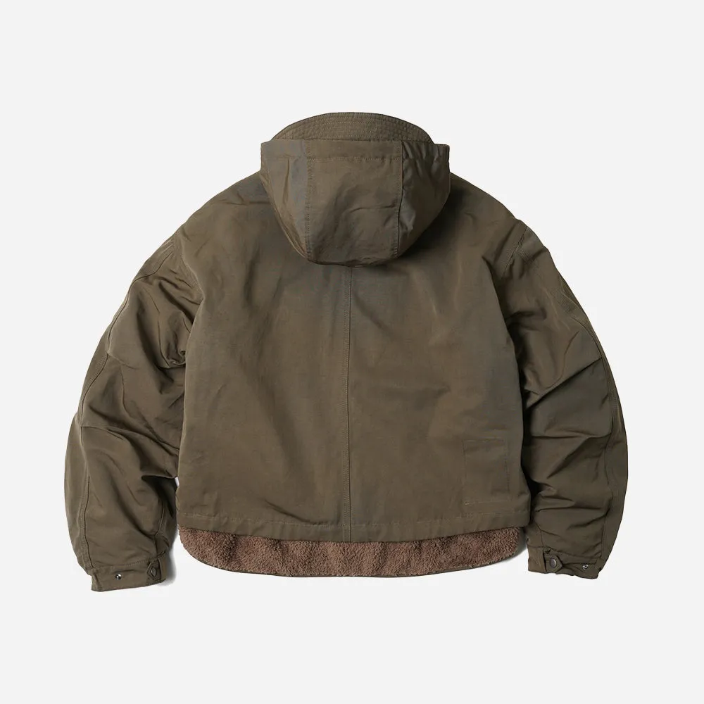 SMOCK HOODED 2 IN 1 PARKA JACKET - OLIVE