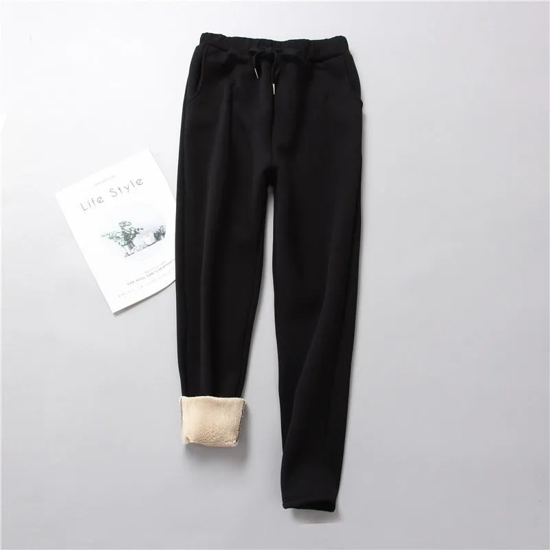 Solid Fleece Lined Loose Women Joggers (4 colors)