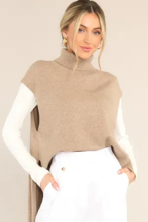 Standstill Dark Beige Turtleneck Sweater Vest