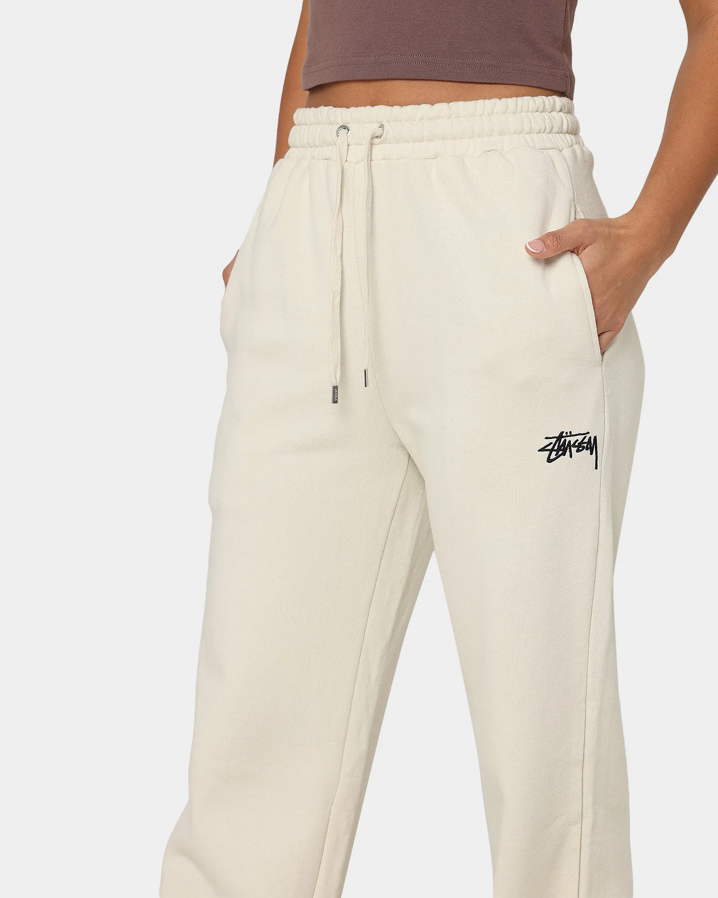 Stussy Women's Stock Wide Leg Track Pants Oatmeal