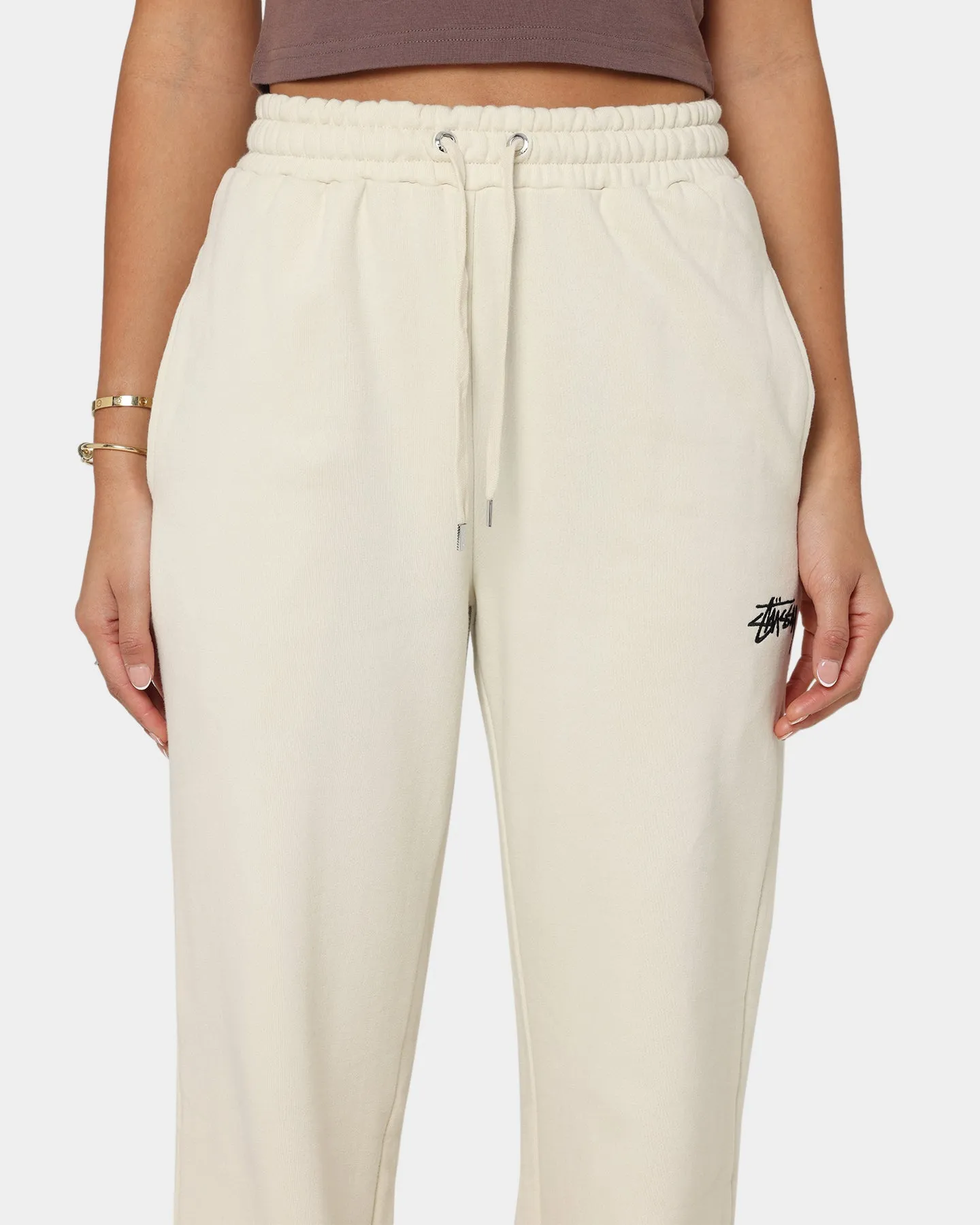 Stussy Women's Stock Wide Leg Track Pants Oatmeal