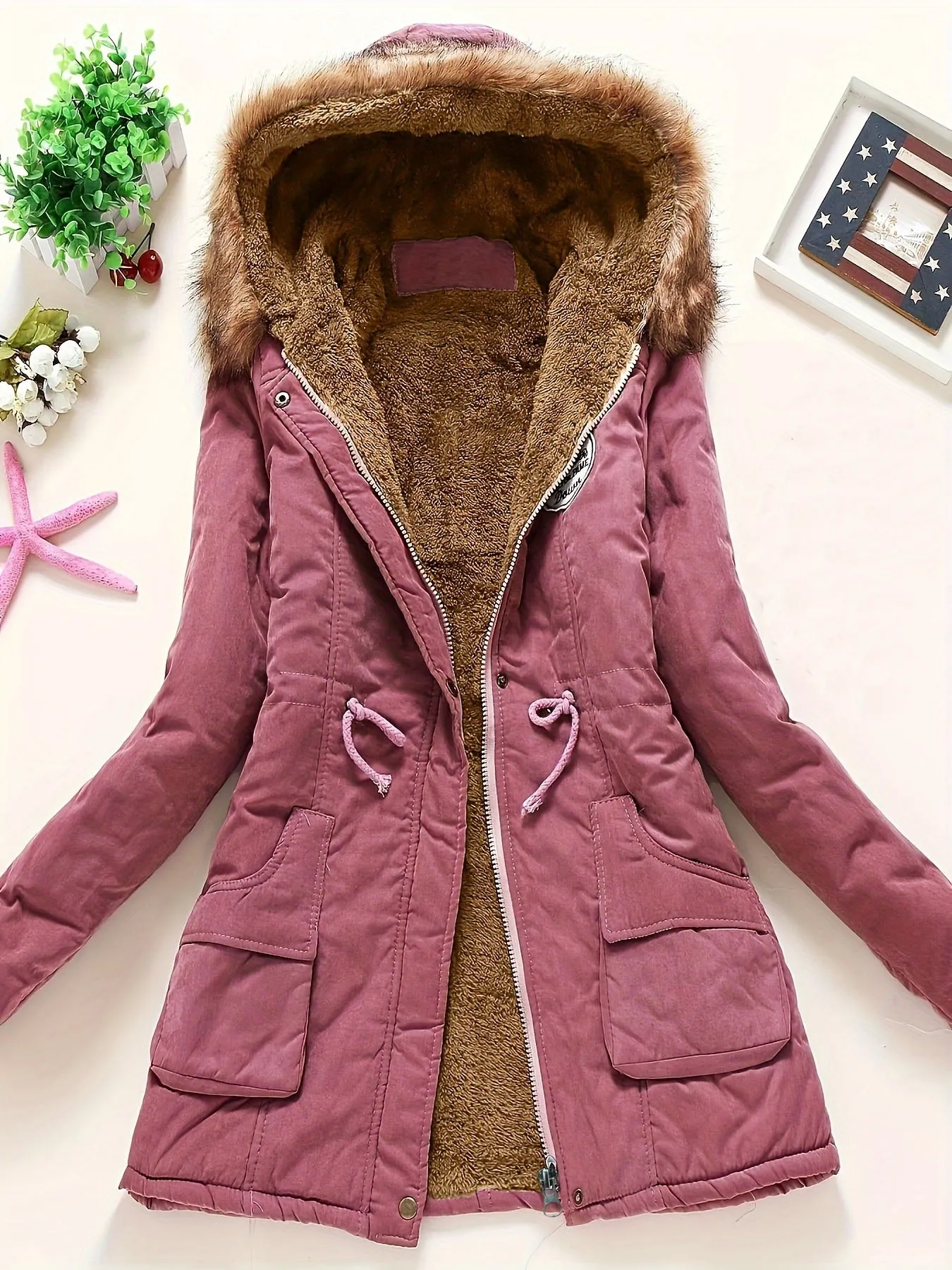 Stylish Warm Fleece Parka Winter Jacket with Vegan Fur for Women | Ideal for Winter