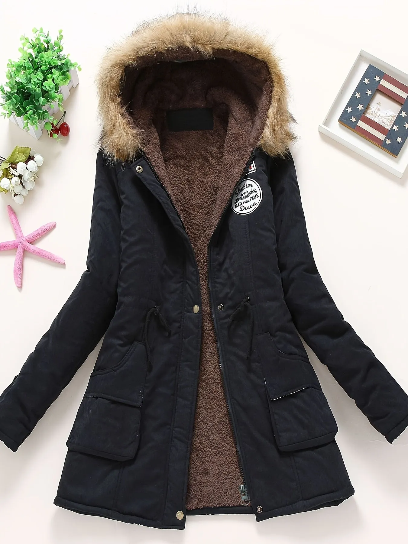 Stylish Warm Fleece Parka Winter Jacket with Vegan Fur for Women | Ideal for Winter