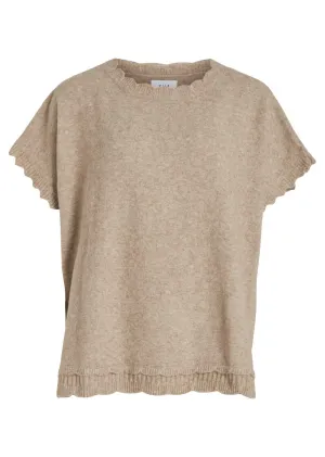 Suri Knit Poncho in Beige Melange