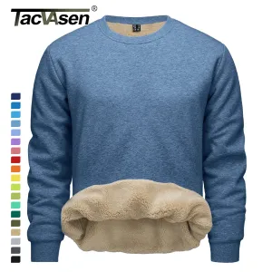 TACVASEN Men's Fleece Crewneck Sweatshirt Warm Sherpa Lined Heavy Thicken Underwear Winter Pullover Tops Shirts No Hood Hoodie