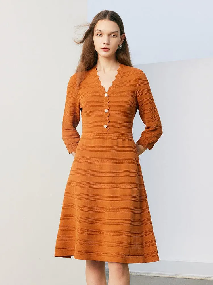 Tencel Woolen Knitted Midi Dress