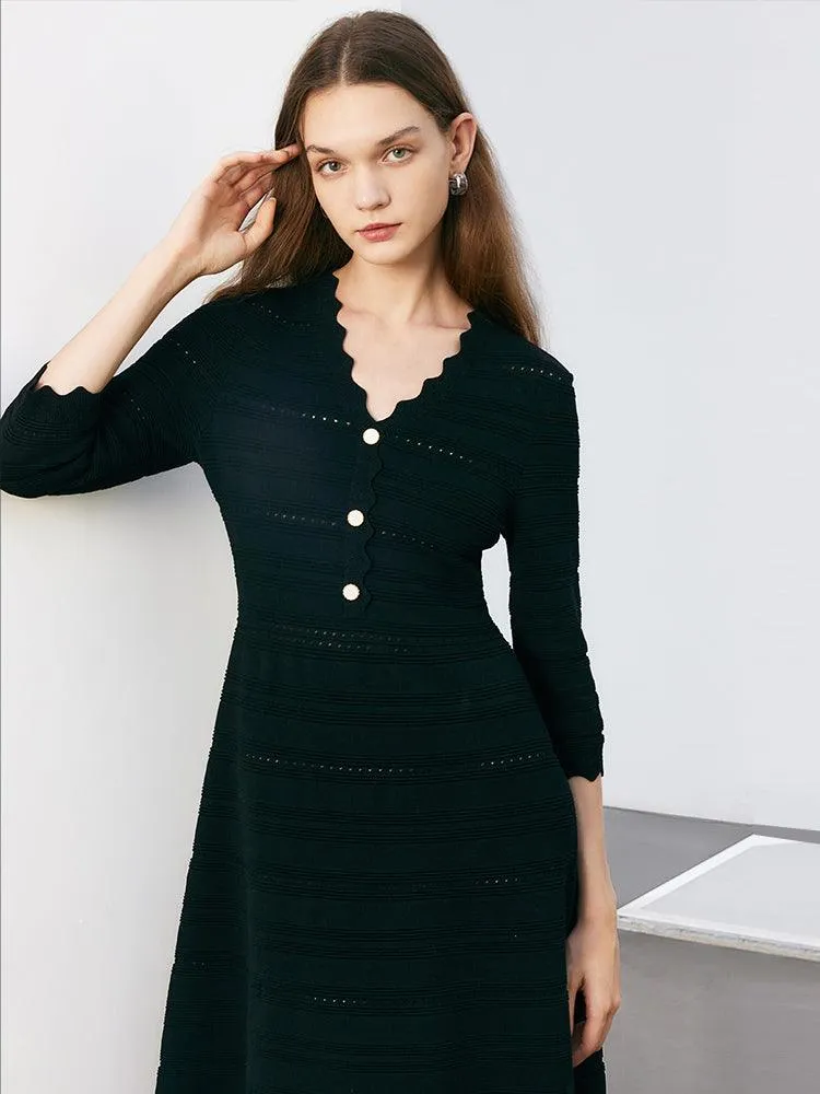 Tencel Woolen Knitted Midi Dress