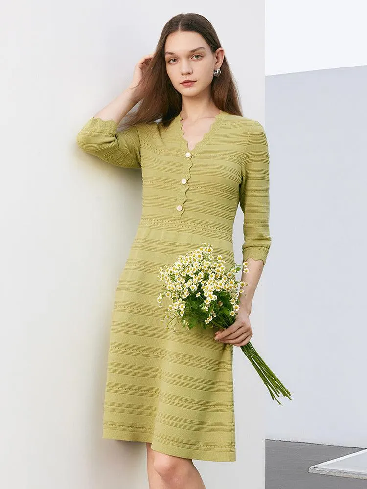 Tencel Woolen Knitted Midi Dress