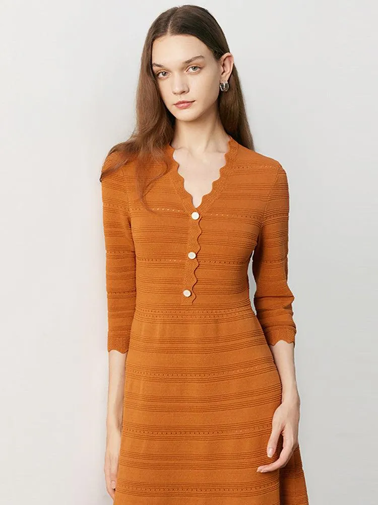 Tencel Woolen Knitted Midi Dress