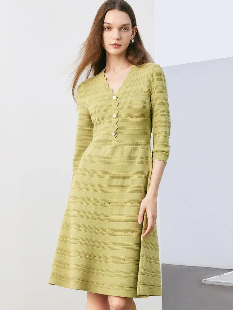 Tencel Woolen Knitted Midi Dress