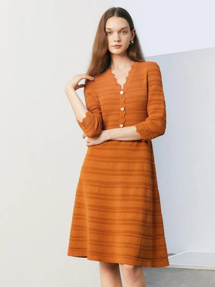 Tencel Woolen Knitted Midi Dress