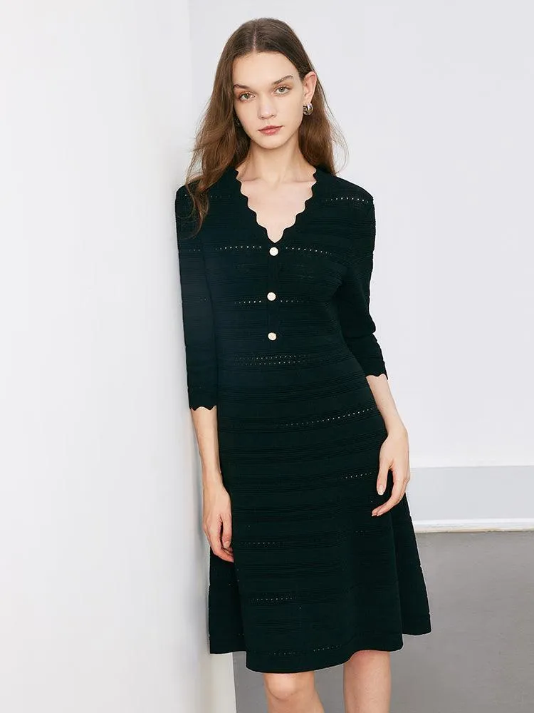 Tencel Woolen Knitted Midi Dress