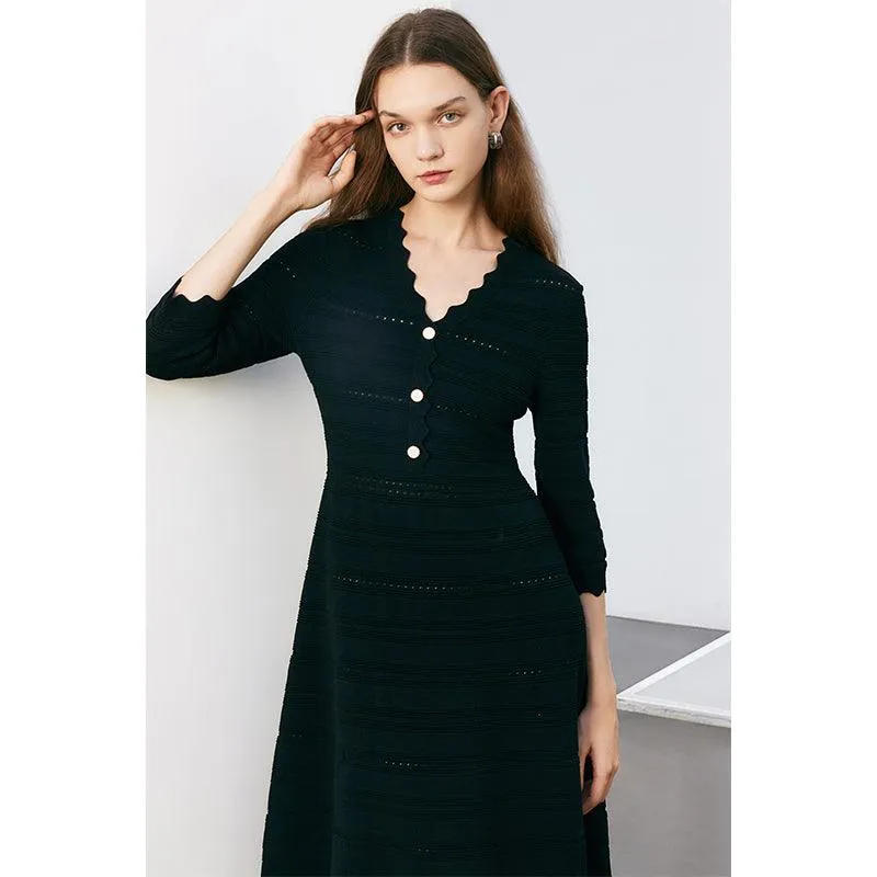 Tencel Woolen Knitted Midi Dress