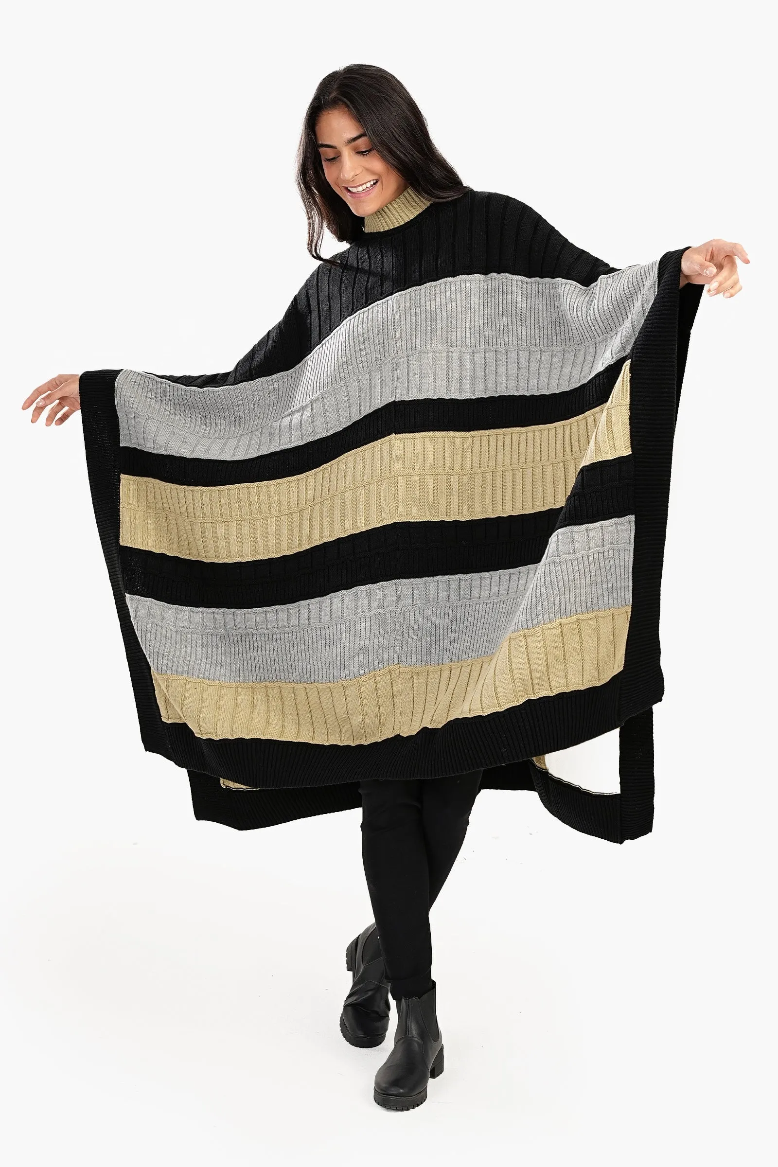 Tritone Knitted Poncho