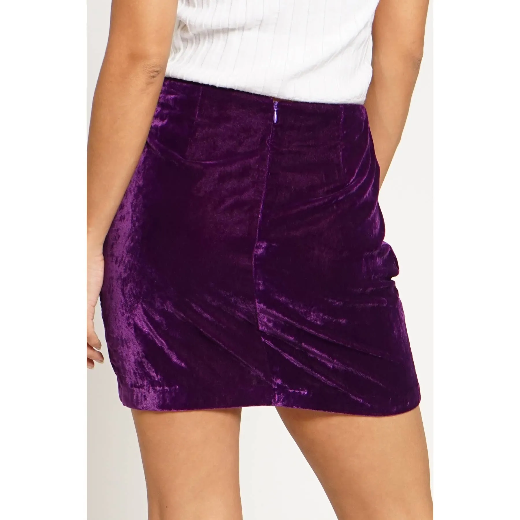 Velvet Purple Wrap Mini Skirt