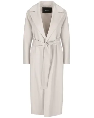 White Tie Waist Long Overcoat