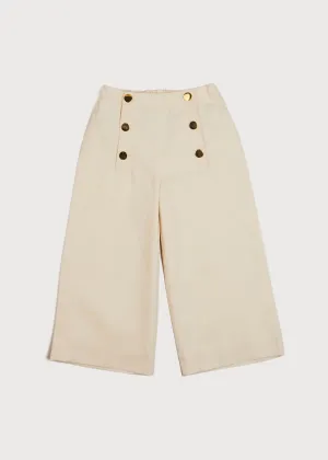 Wide Leg Front Button Trousers in Beige (2-10yrs)