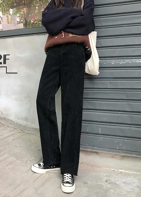 winter black wild trousers corduroy casual wide leg pants