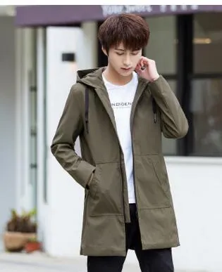 Winter Men Hooded Slim Korean Parka Hombre long Jacket