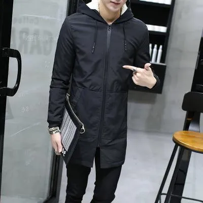 Winter Men Hooded Slim Korean Parka Hombre long Jacket