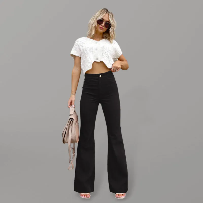 Women’s Corduroy Flare Leg High Waist Trousers