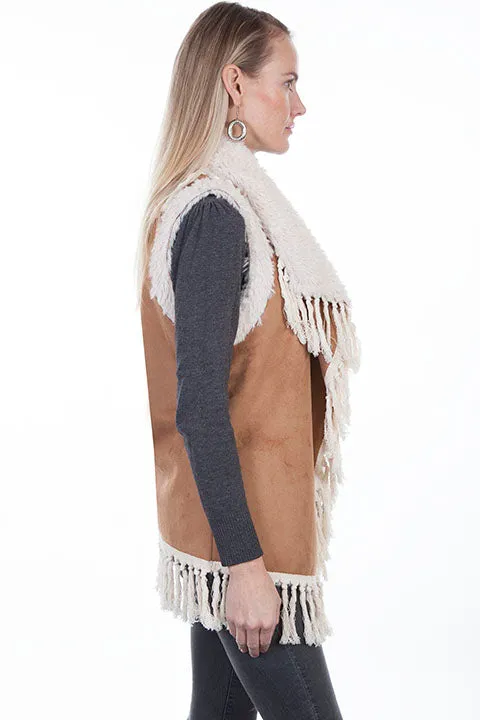 Women's Honey Creek Outerwear Collection: Vest Faux Fur Shearling with Fringe