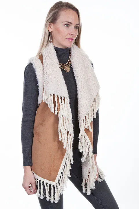 Women's Honey Creek Outerwear Collection: Vest Faux Fur Shearling with Fringe