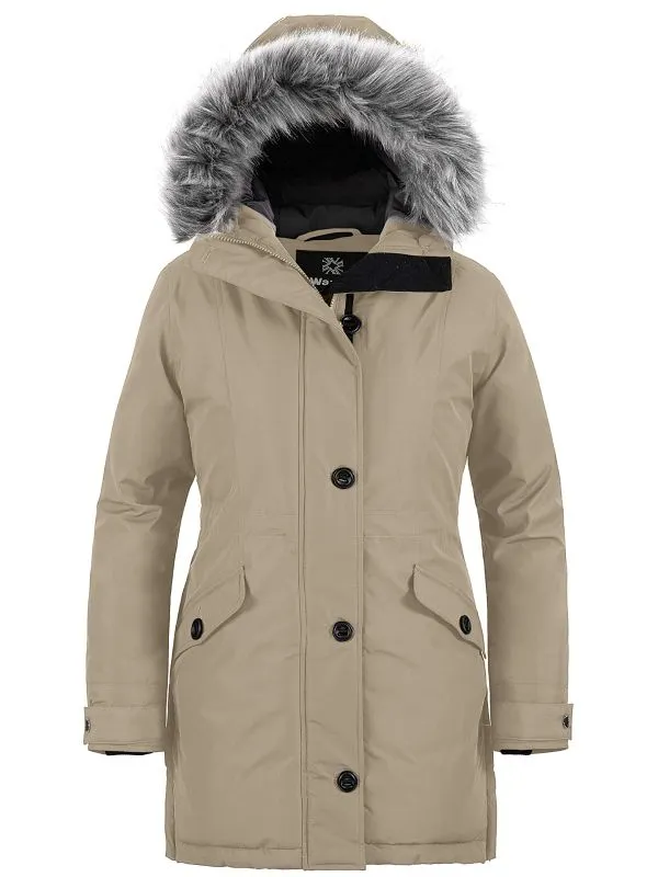 Women's Warm Winter Coat Waterproof Parka Long Puffer Jacket with Faux Fur Hood Acadia 36