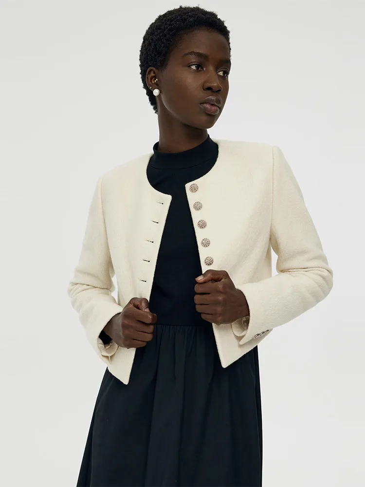 Wool Crop Jacket And Midi Dress Two-Piece Set